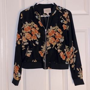 Black and red double layered sheer floral jacket